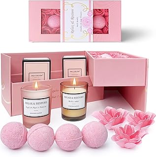 Empire Scented Candles & Bath Bombs Set, Gifts for Women, Birthday Gifts for Her, 20pcs Set Gifts for Her, Birthday Gift for Women with Rose Scented Soap Flowers