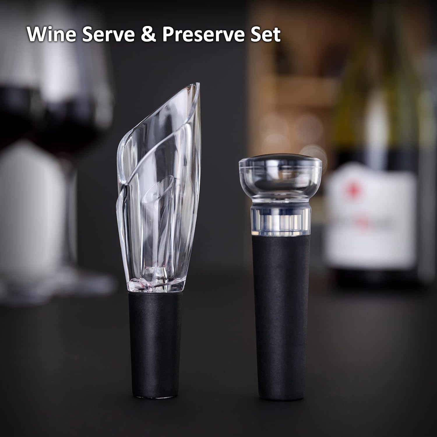 Haier Wine Aerator Pourer and Wine Bottle Stopper Set, includes Tulip Wine Aerator Pourer, Wine Bottle Stopper, Premium Quality-1