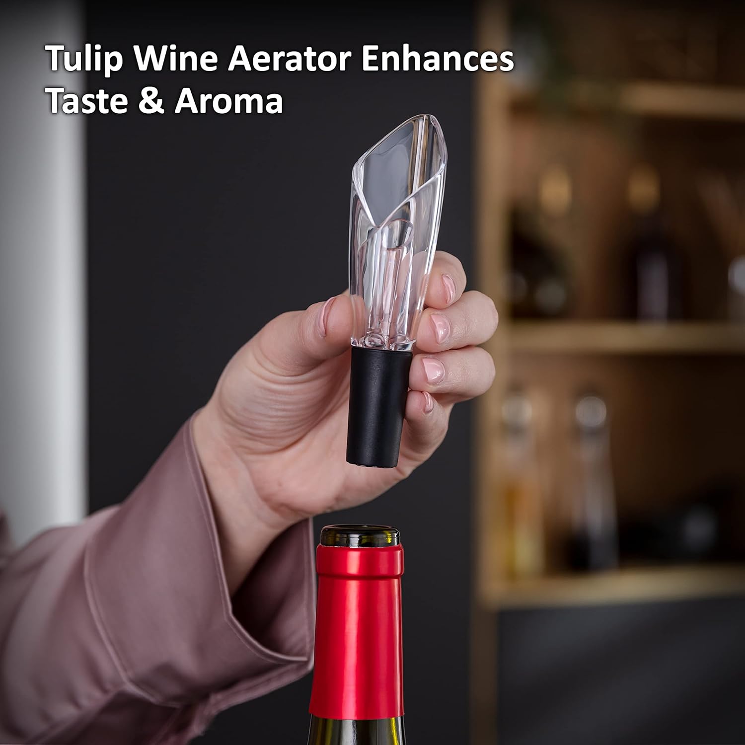 Haier Wine Aerator Pourer and Wine Bottle Stopper Set, includes Tulip Wine Aerator Pourer, Wine Bottle Stopper, Premium Quality-2