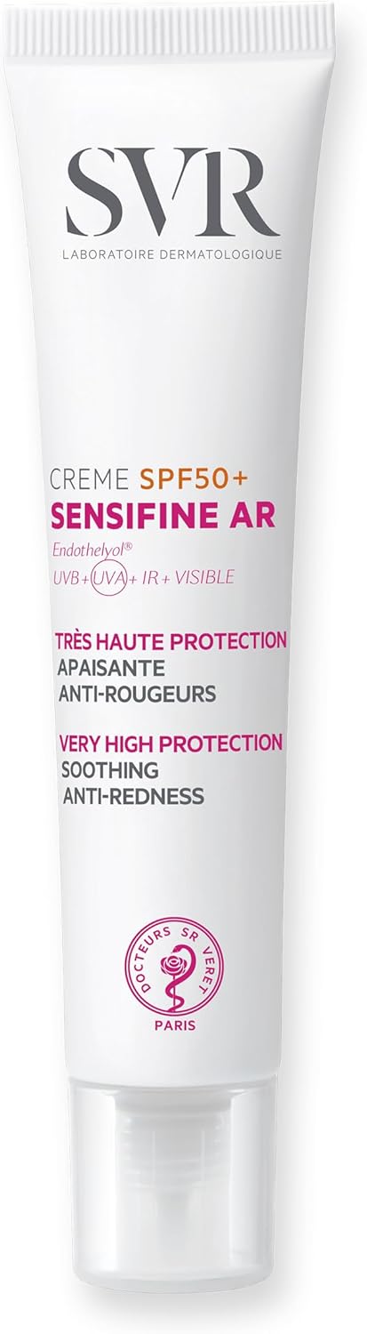 SVR SENSIFINE AR SPF50+ Calming Daily SPF50 Anti-Redness Moisturizer Rosacea Sun Cream for Face, UVB/UVA Anti-Redness Sunscreen for Sensitive Skin 40ml-0