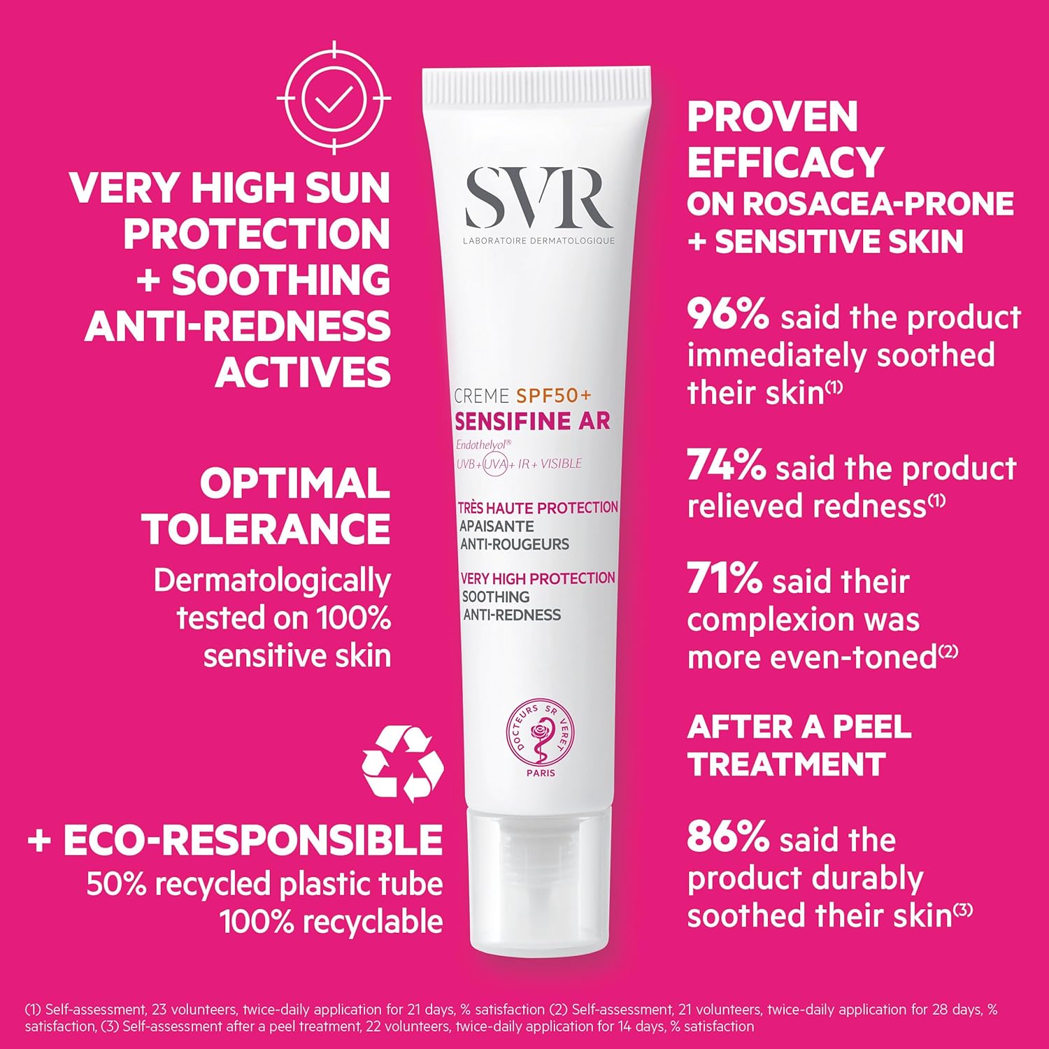 SVR SENSIFINE AR SPF50+ Calming Daily SPF50 Anti-Redness Moisturizer Rosacea Sun Cream for Face, UVB/UVA Anti-Redness Sunscreen for Sensitive Skin 40ml-4