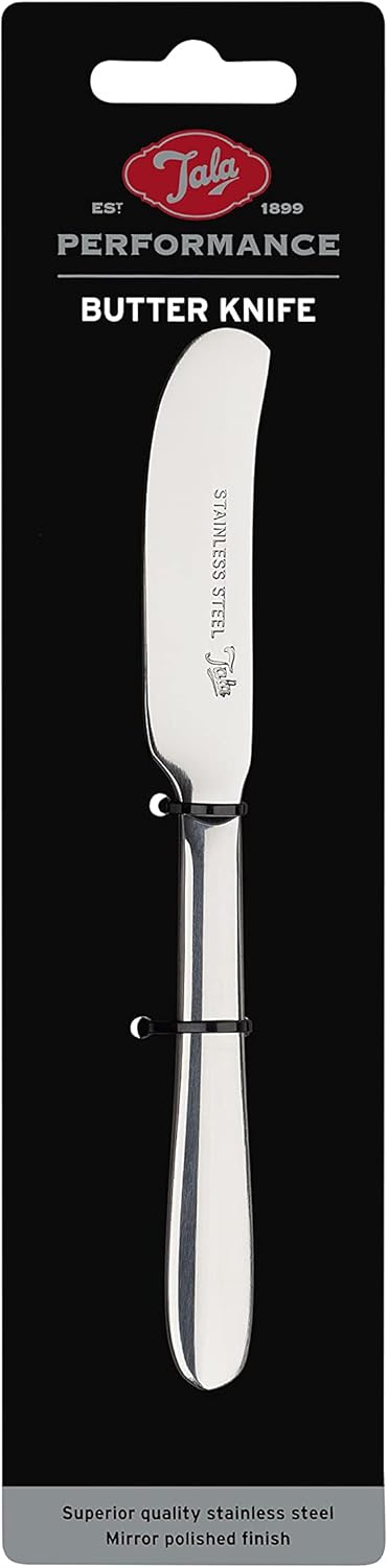 Tala Performance Stainless Steel Butter Knife, Stainless Steel with Mirror Polish Finish, Dishwasher Safe, Metallic Silver, 16.3 x 2 x 0.5 cm-0