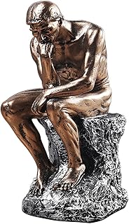 LECMACY Famous Thinking Man Resin Character Sculpture - 9.64-Inch Premium Grade Collectible Figurine Design Rodin's Thinker Inspired Decorative Statue for Home Office Bookshelf (Copper)