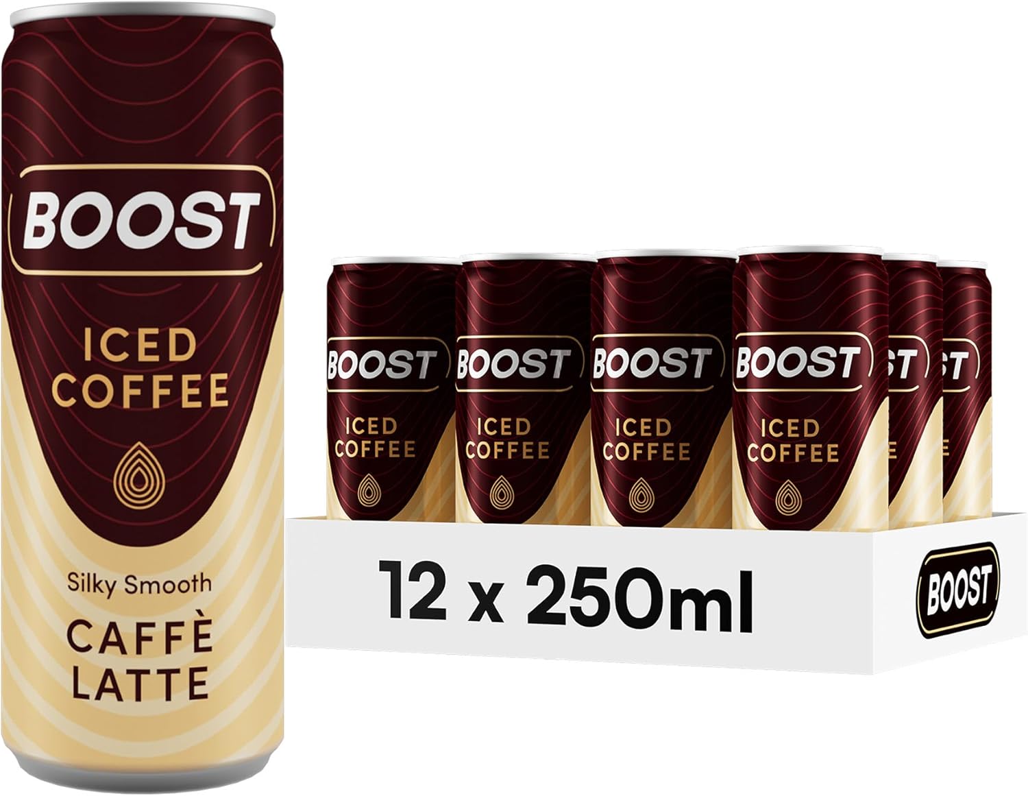 Boost Iced Coffee Caffe Latte, 12 x 250 ml, Ready-To-Drink Cold Brew Coffee Drink, The Perfect Caffeine Boost, A Smooth and Creamy Full-Bodied Blend of 100% Arabica and Robusta Beans with Milk-0