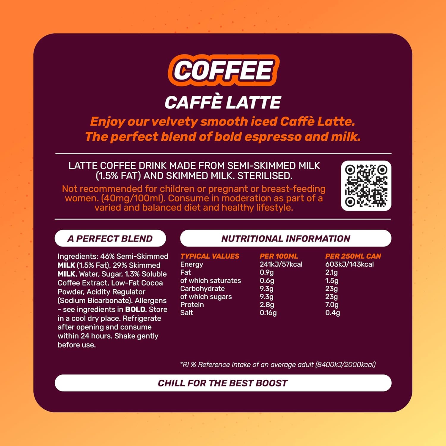 Boost Iced Coffee Caffe Latte, 12 x 250 ml, Ready-To-Drink Cold Brew Coffee Drink, The Perfect Caffeine Boost, A Smooth and Creamy Full-Bodied Blend of 100% Arabica and Robusta Beans with Milk-1