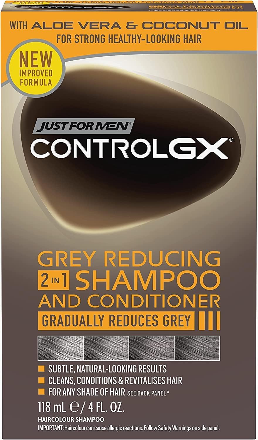 Just For Men Control GX 2-in-1 Shampoo & Conditioner, Gradually & Permanently Reduces Grey Hair With Each Wash – All Shades, 118 ml-0