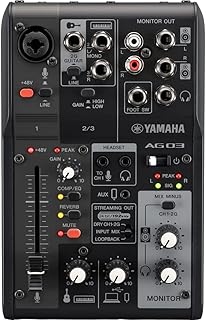 YAMAHA AG03MK2 3-Channel Live Streaming Mixer with USB Audio Interface, for Windows, Mac, iOS and Android, in Black