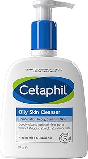 Cetaphil Oily Skin Cleanser, 473ml, Face Wash, For Combination to Oily Sensitive Skin, With Niacinamide