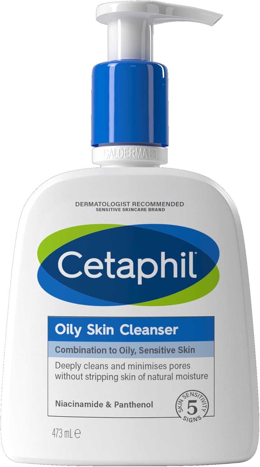 Cetaphil Oily Skin Cleanser, 473ml, Face Wash, For Combination to Oily Sensitive Skin, With Niacinamide-0