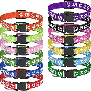 AKlamater 12 Pcs Puppy Collars Adjustable Puppy ID Collars Puppy Whelping Collars Soft Nylon with Quick Release Buckle for Small Dogs,19-32cm