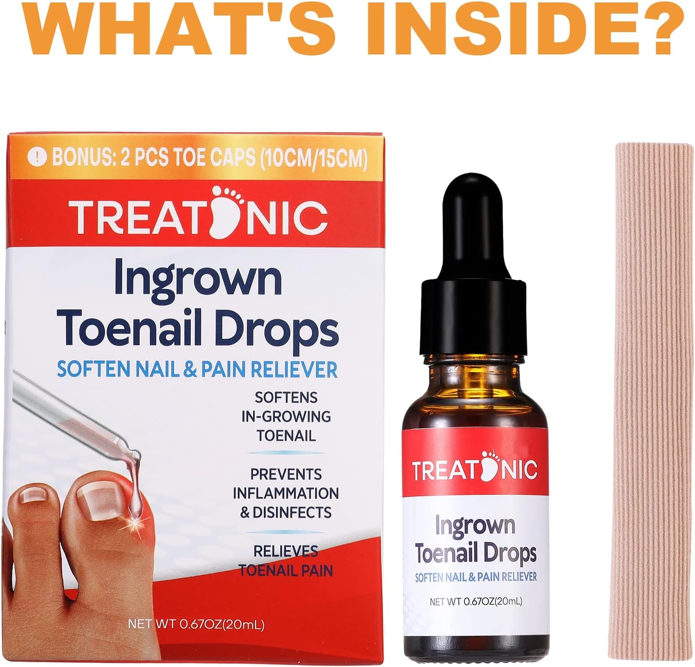 Treatonic Ingrown Toenail Treatment - Ingrown Toenail Pain Reliever and Softener Kit for Easy Trimming with Silicone Gel Toe Caps-6