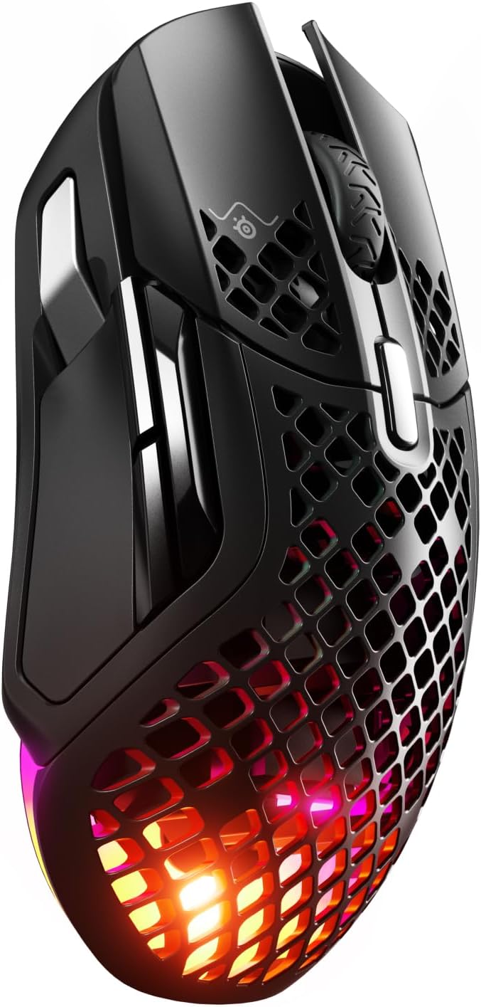 SteelSeries Aerox 5 Wireless - Holey RGB Gaming Mouse - Ultra-lightweight Water Resistant Design - 9 Buttons - Bluetooth/2.4 GHz - 18K DPI TrueMove Air Optical Sensor-0