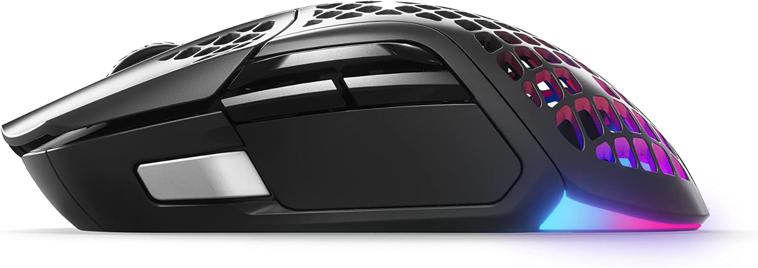 SteelSeries Aerox 5 Wireless - Holey RGB Gaming Mouse - Ultra-lightweight Water Resistant Design - 9 Buttons - Bluetooth/2.4 GHz - 18K DPI TrueMove Air Optical Sensor-12