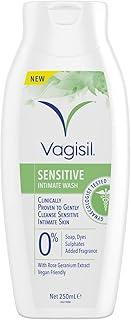 Vagisil Sensitive Intimate Wash For Women, Gently Cleanses Sensitive Skin, pH Balanced, Soap Free Dye Free & Fragrance Free, 250ml