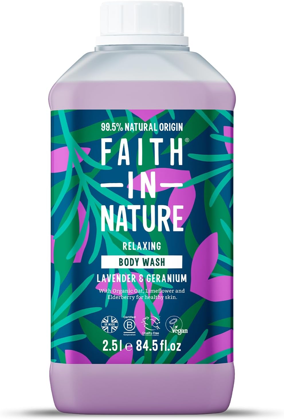 Faith In Nature Natural Lavender & Geranium Body Wash, Relaxing Shower Gel, Vegan & Cruelty Free, No SLS or Parabens, 2.5L Refill-0