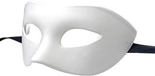 LECMACY Man Face Masquerade Mask for Venetian Greek Roman Party Mardi Gras Mask Design Mythological Greek Style, Fit for Halloween Christmas Mardi Gras Party (White)