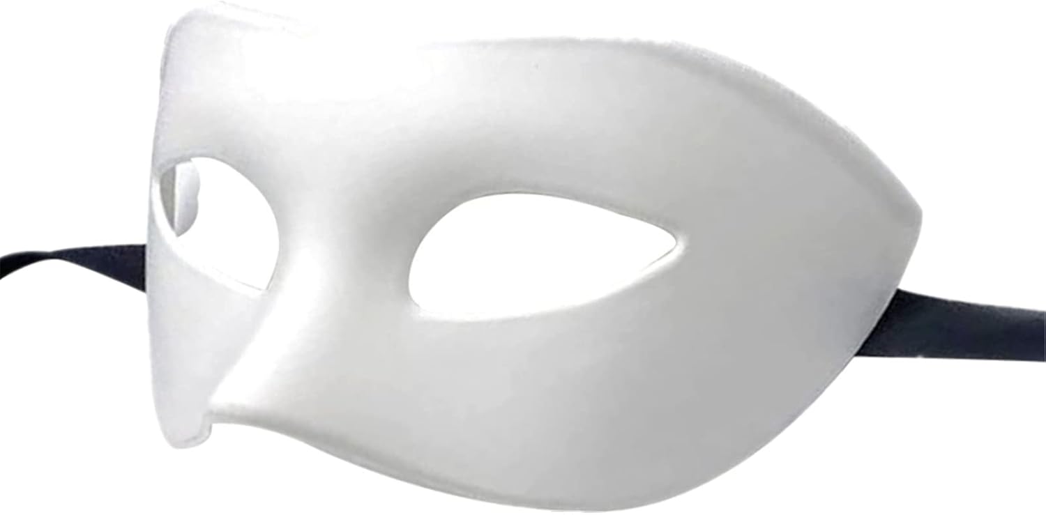 LECMACY Man Face Masquerade Mask for Venetian Greek Roman Party Mardi Gras Mask Design Mythological Greek Style, Fit for Halloween Christmas Mardi Gras Party (White)-0