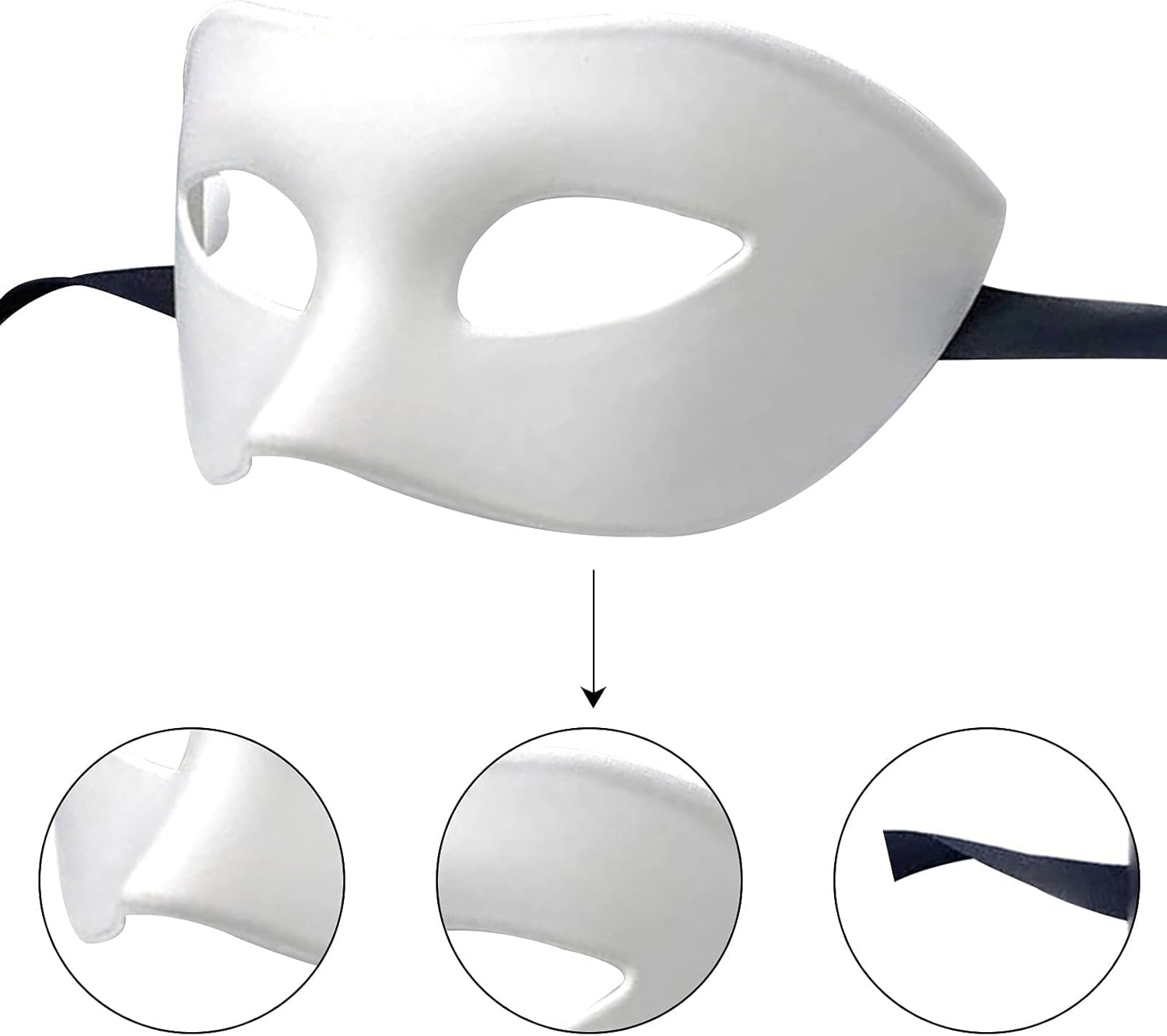 LECMACY Man Face Masquerade Mask for Venetian Greek Roman Party Mardi Gras Mask Design Mythological Greek Style, Fit for Halloween Christmas Mardi Gras Party (White)-1