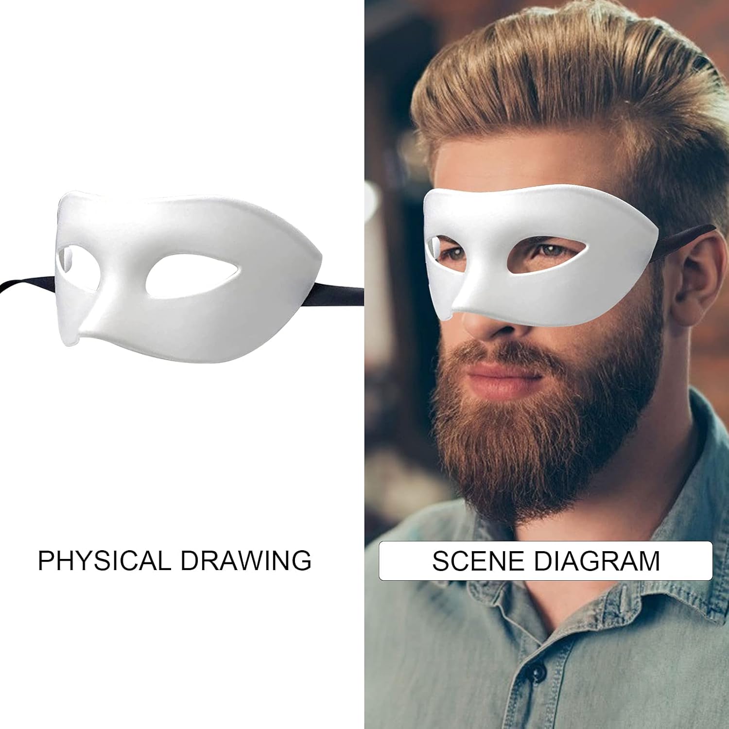 LECMACY Man Face Masquerade Mask for Venetian Greek Roman Party Mardi Gras Mask Design Mythological Greek Style, Fit for Halloween Christmas Mardi Gras Party (White)-2