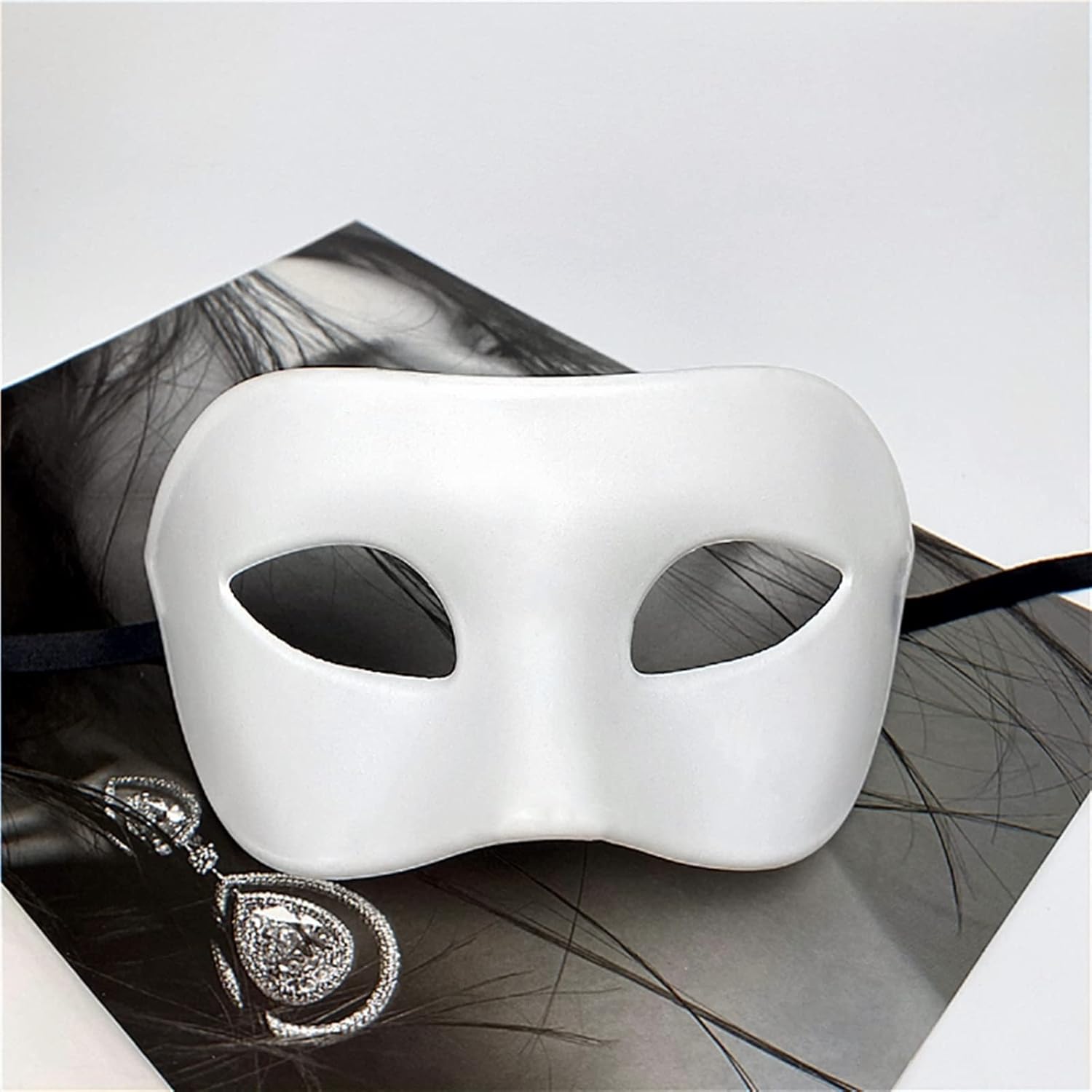 LECMACY Man Face Masquerade Mask for Venetian Greek Roman Party Mardi Gras Mask Design Mythological Greek Style, Fit for Halloween Christmas Mardi Gras Party (White + Black)-3