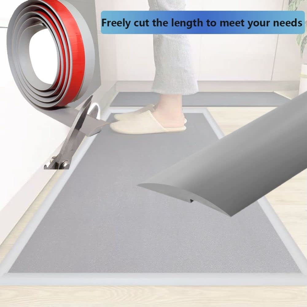 Zayejod 3 Meters Carpet Trim Strip Self Adhesive PVC Laminate Floor Door Strip Door Floor Transition Threshold Trim and Edgings Rubber Flooring Edge Strip(Grey,3mm)-4