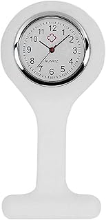 TRIXES Silicone Nurse Fob Watch with Brooch - White