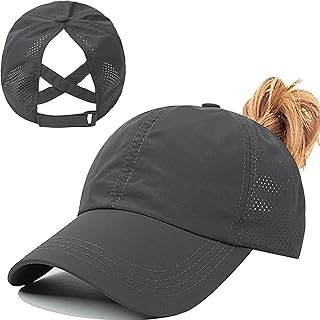 Womens Criss Cross Ponytail Baseball Cap,High Messy Bun Ponycap Quick Drying Mesh Outdoor Sports Hat with Ponytail Hole Adjustable Travel Summer Hat