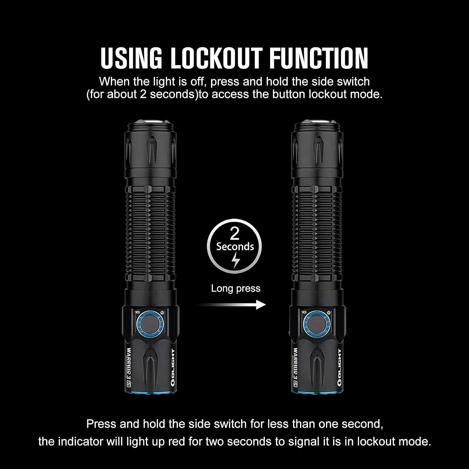 OLIGHT Warrior3S Tactical Torch 2300 Lumens Powerful Dual-Switch Rechargeable Flashlight with a Proximity Sensor for Emergency Camping and Outdoor Hiking (Black)-7