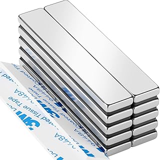 Grtard 10 Pack Neodymium Magnets Bar, 60 x 10 x 3 mm Strong Rare Earth Magnets Bar Magnets, Extremely Powerful Magnets Bar with 10 pcs Double-sided Adhesive for Multi-Use