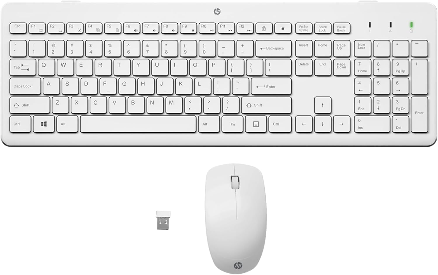 HP 230 Wireless Mouse and Keyboard Combo, quiet and comfortable keystrokes, Number Pad, QWERTY UK Layout, 1600 DPI Optical Mouse Sensor, 2.4GHz Wireless USB dongle included, White-0