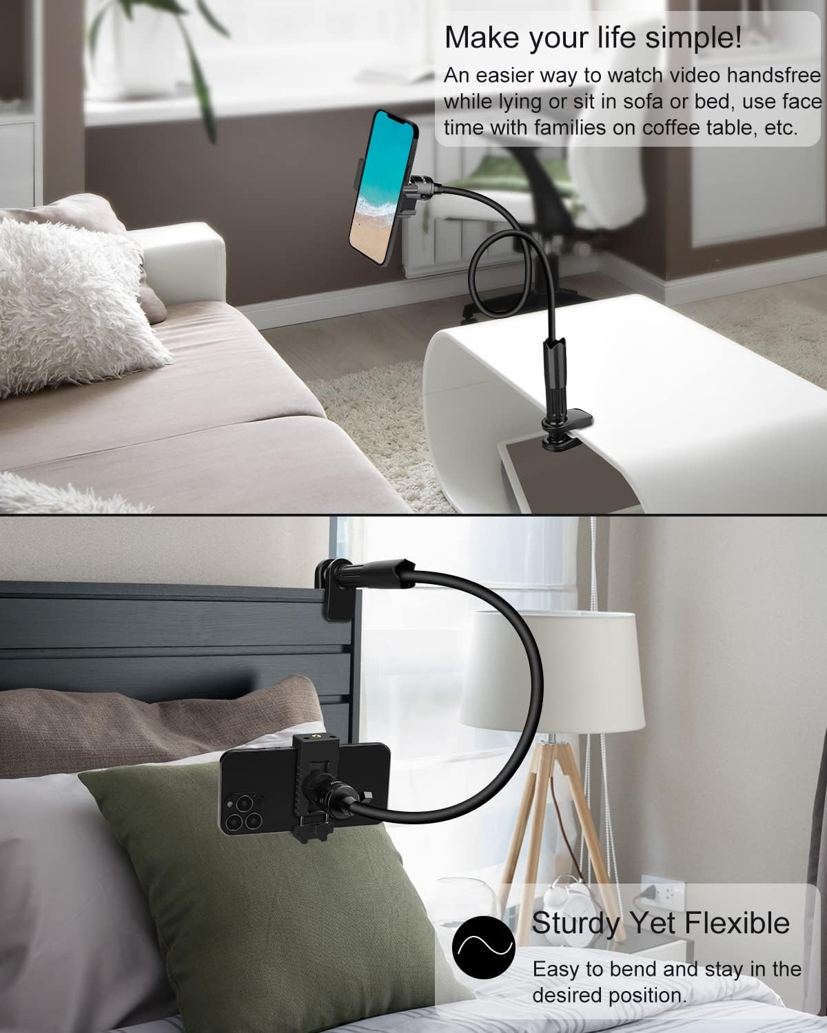 AFAXINRIE Gooseneck Phone Holder Bedstand & Desk Mounts, Overhead Phone Mount, Phone Stand for Filming, Tabletop Tripod for Cookie Decorating, Recording or Watching Video TikTok Blog Crafting Drawing-5