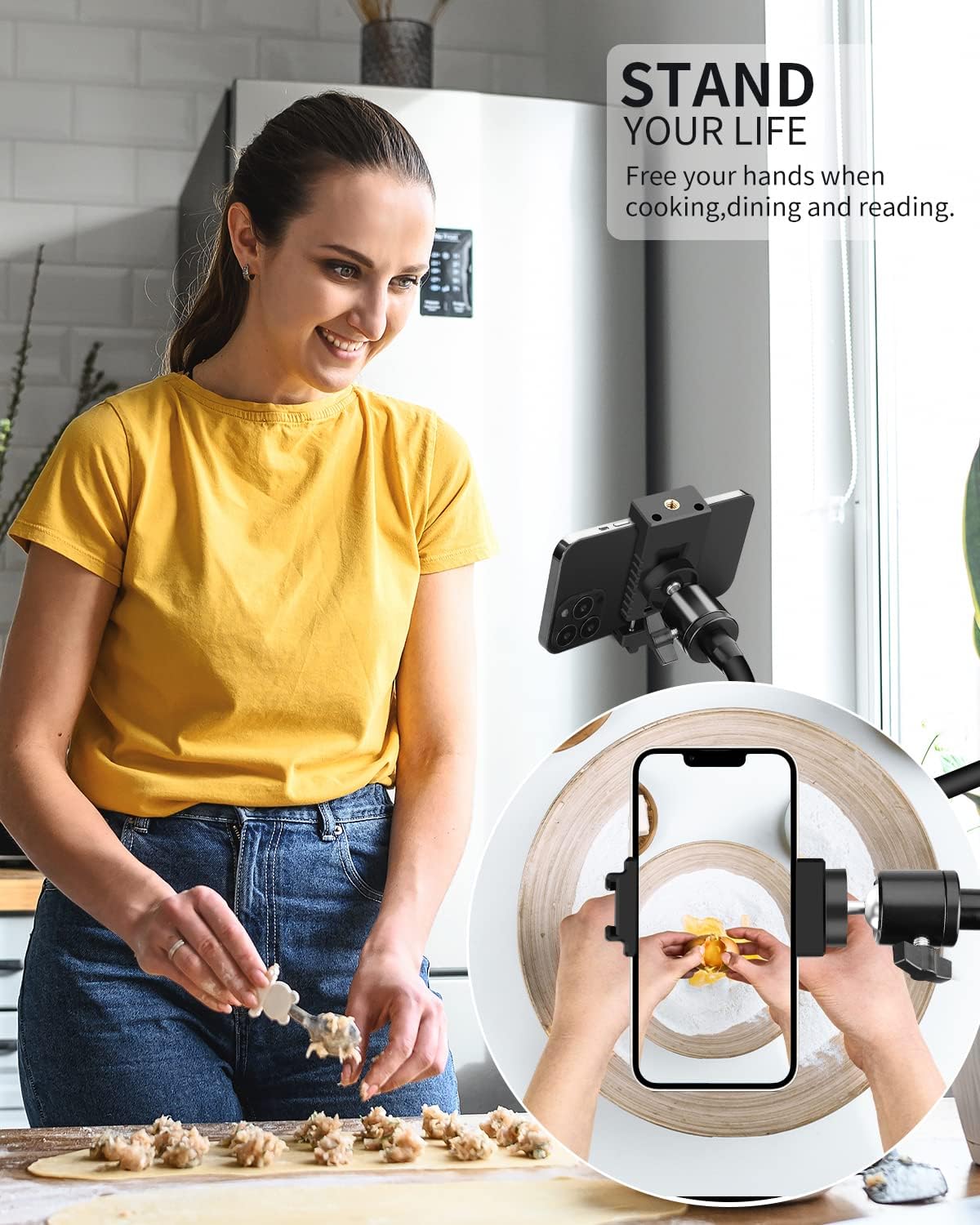 AFAXINRIE Gooseneck Phone Holder Bedstand & Desk Mounts, Overhead Phone Mount, Phone Stand for Filming, Tabletop Tripod for Cookie Decorating, Recording or Watching Video TikTok Blog Crafting Drawing-6