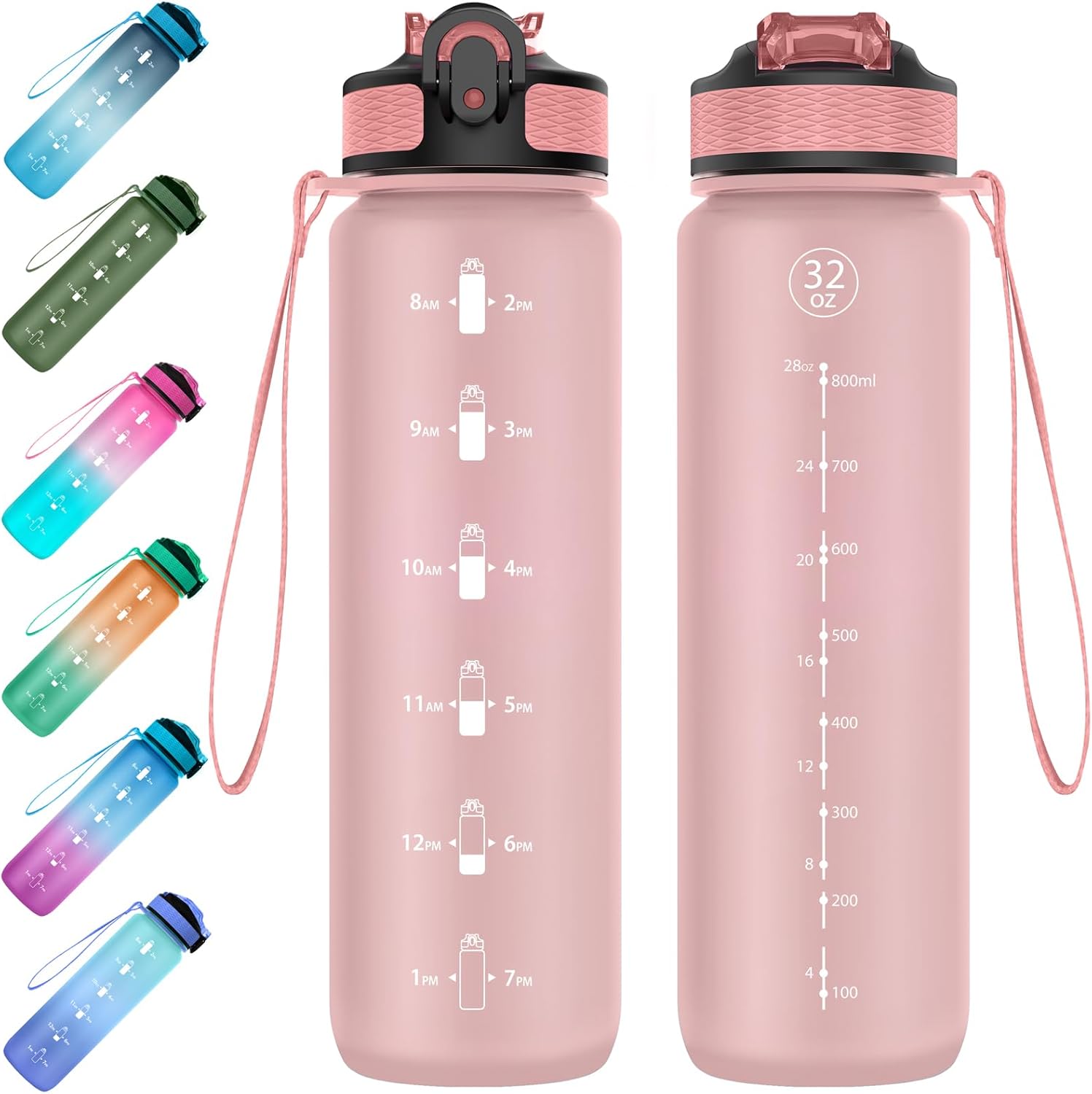 EYQ 1 L Water Bottle, 1 Litre Water bottle with Straw, Leak-Proof, Tritan BPA-Free, Motivational Water Bottle with Time Marker, Sports Drinks Bottle for Fitness, School, Gym, Outdoor Sports-0