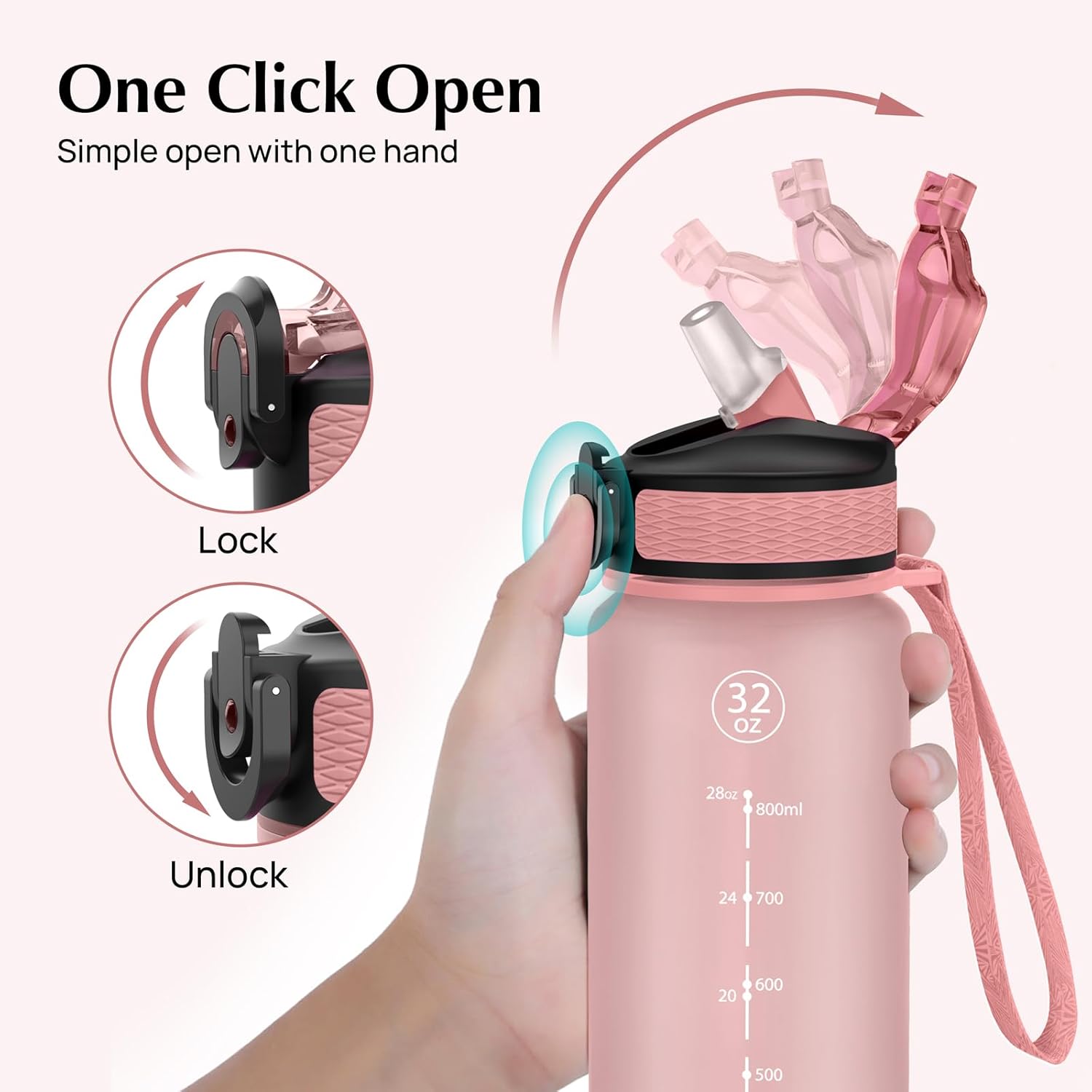 EYQ 1 L Water Bottle, 1 Litre Water bottle with Straw, Leak-Proof, Tritan BPA-Free, Motivational Water Bottle with Time Marker, Sports Drinks Bottle for Fitness, School, Gym, Outdoor Sports-3