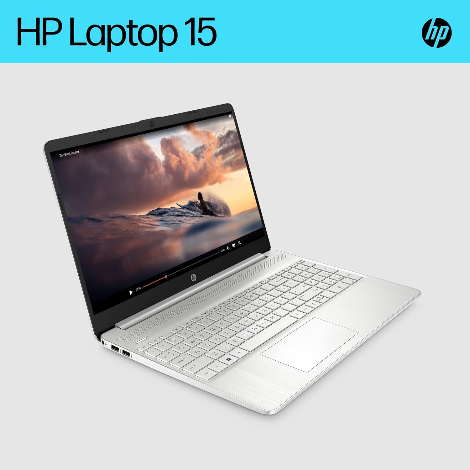 HP 15" Full HD Laptop 15s-fq2039na, Intel Core i3, 4GB RAM, 128 GB SSD, Windows 11, Full Size Keyboard, Micro Edge Display, Anti-Glare - Silver-1