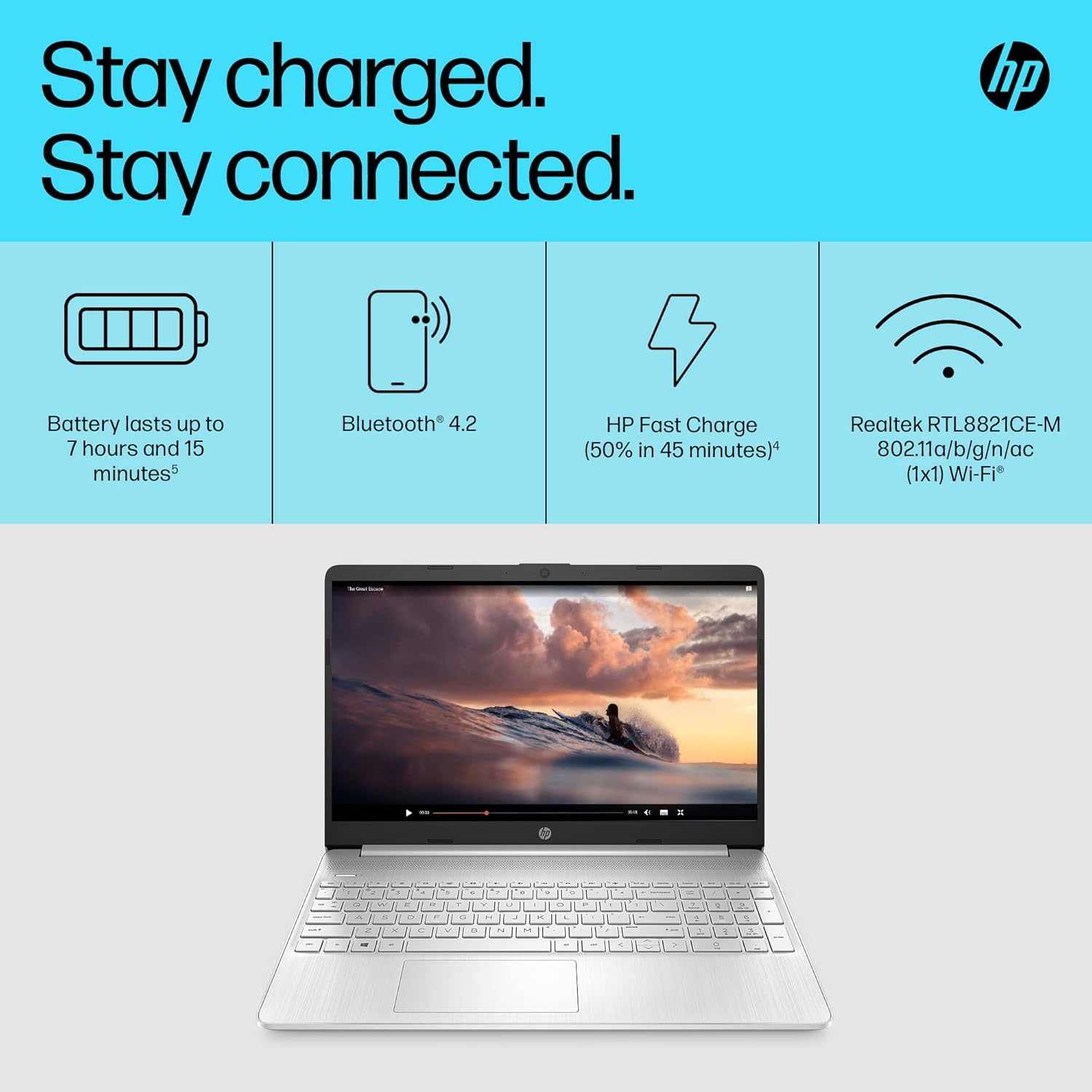 HP 15" Full HD Laptop 15s-fq2039na, Intel Core i3, 4GB RAM, 128 GB SSD, Windows 11, Full Size Keyboard, Micro Edge Display, Anti-Glare - Silver-4