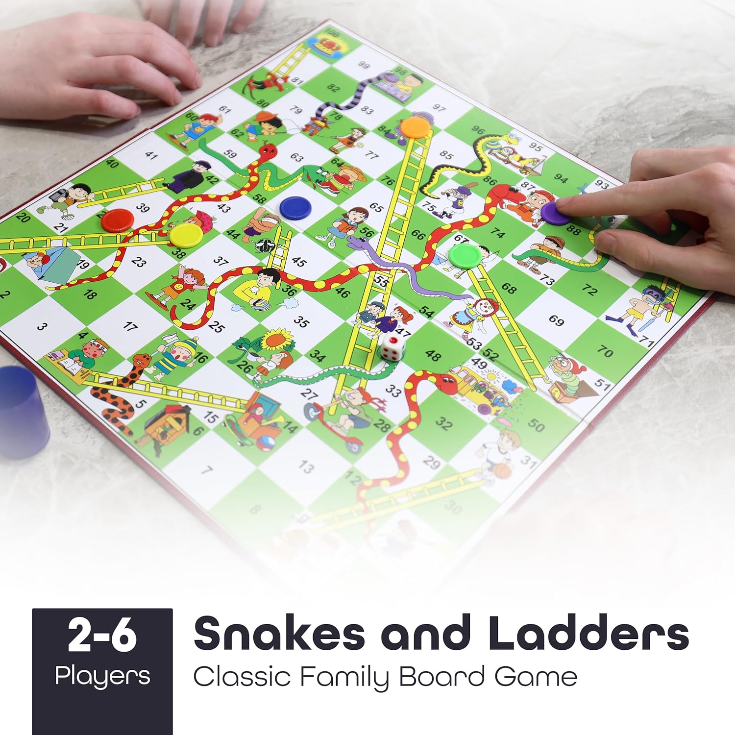 DIVCHI Traditional Snakes and Ladders Board Game for Kids & Adults For 2-6 players Suitable For Years 3+-1