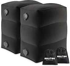 Maliton Airplane Footrest, Inflatable Foot Rest for Kids, Adjustable Height Travel Pillow On Airplanes, Cars, Travel, Office, Toddler Airplane Travel Essentials (Black, 2 Pack)