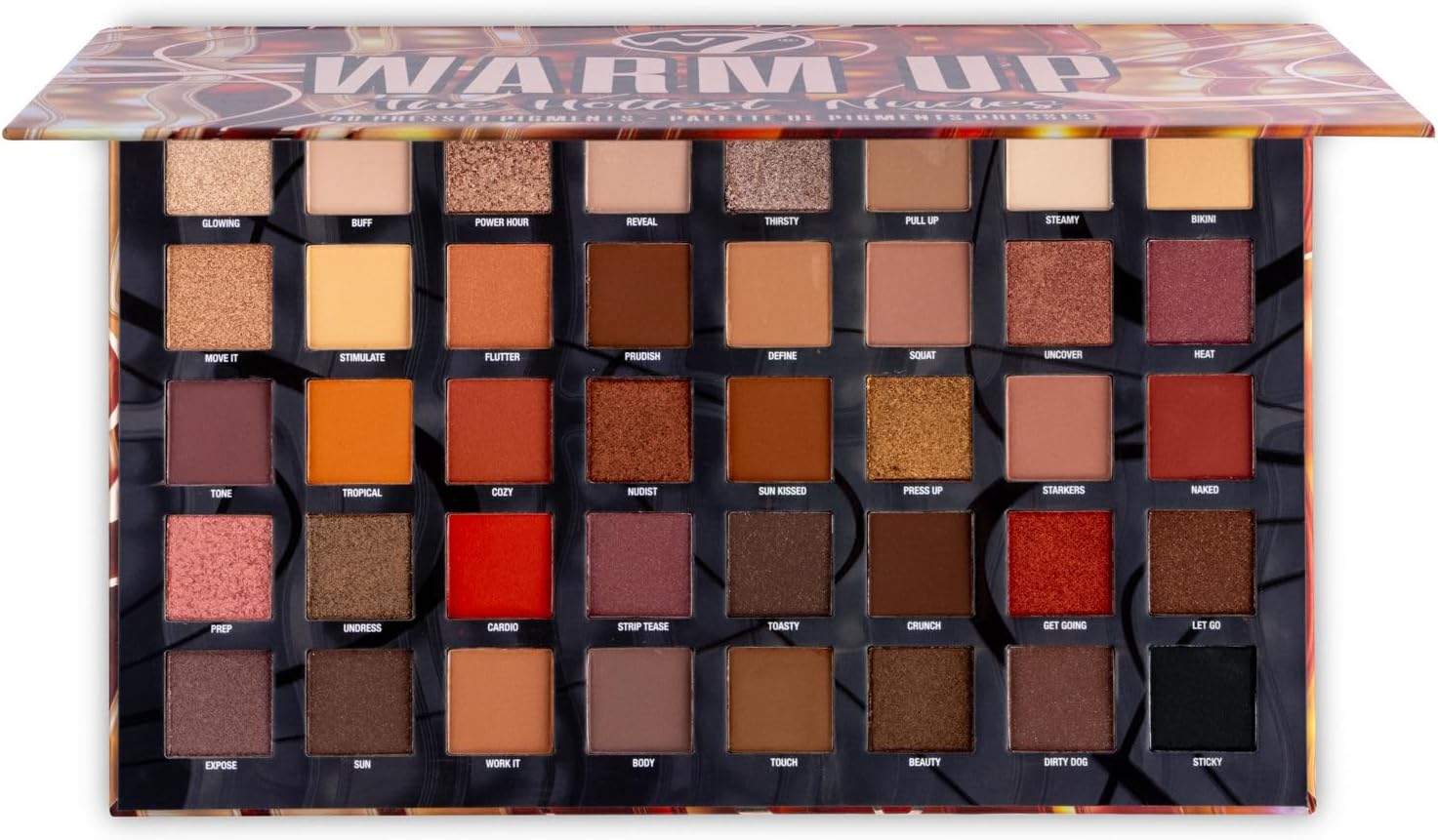 W7 Warm Up Pressed Pigment Palette - 40 High Impact Warm Tone Colours - Flawless Long-Lasting Glam Makeup-0