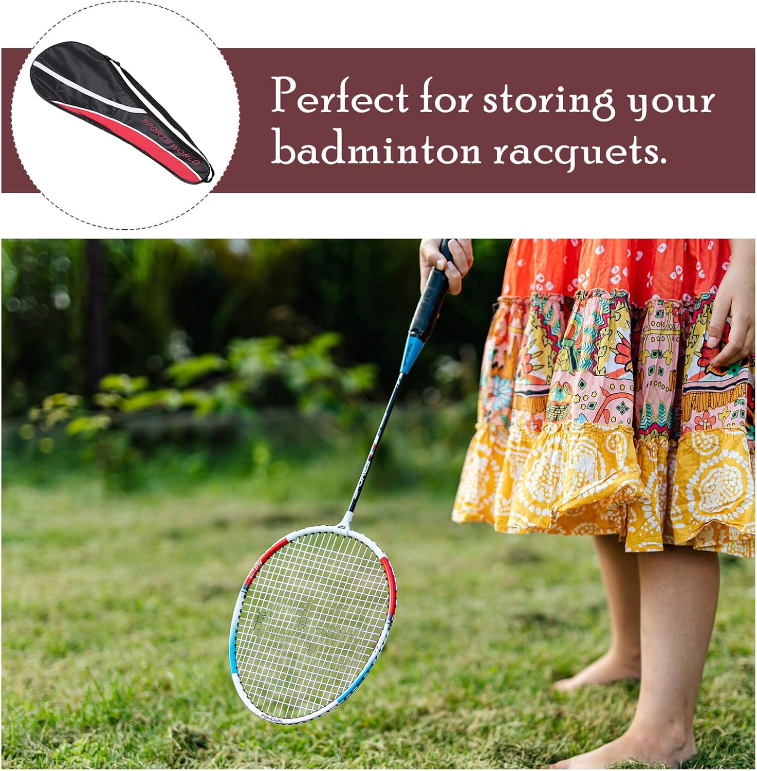 BESPORTBLE Badminton Racquet Cover Bag, Single Badminton Racket Cover Shoulder Bag Waterproof Badminton Racquet Carry Bag for Men Women Youth and Adult Badminton Sports Supply-5