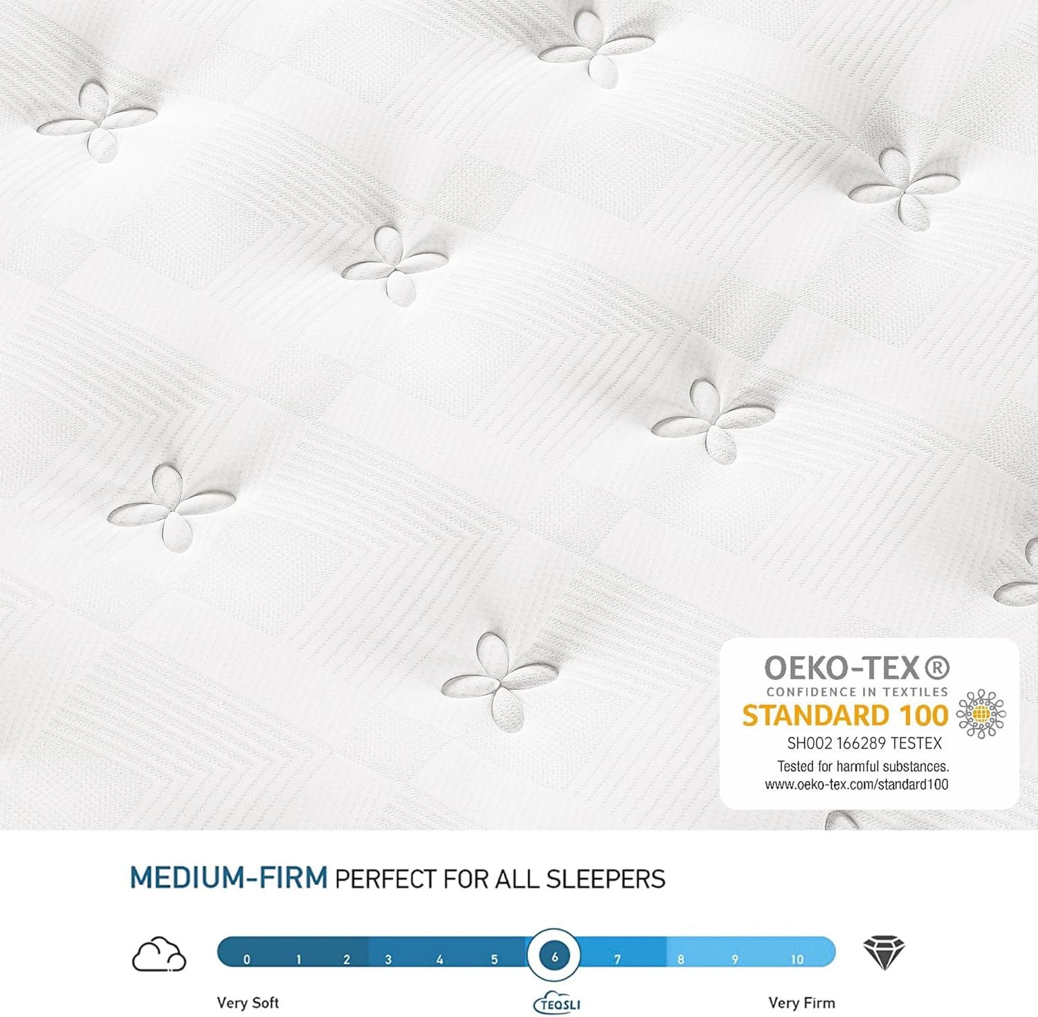 TeQsli 4FT6 Double Mattress 10 Inch Gel Memory Foam Pocket Spring Hybrid Mattress, Medium Firm Orthopedic Mattress Back Pain Relief - Edge Support & OEKO-TEX Certified Mattress 135x190x25cm-2