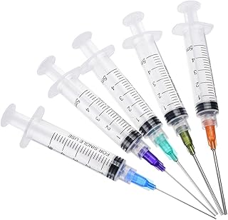 5 Pack 5ml Ink Filling Syringe Luer Lock Plastic Syringes With Platic 1.5'' Blunt Needle Tip For Liquid Glue Oil Ink