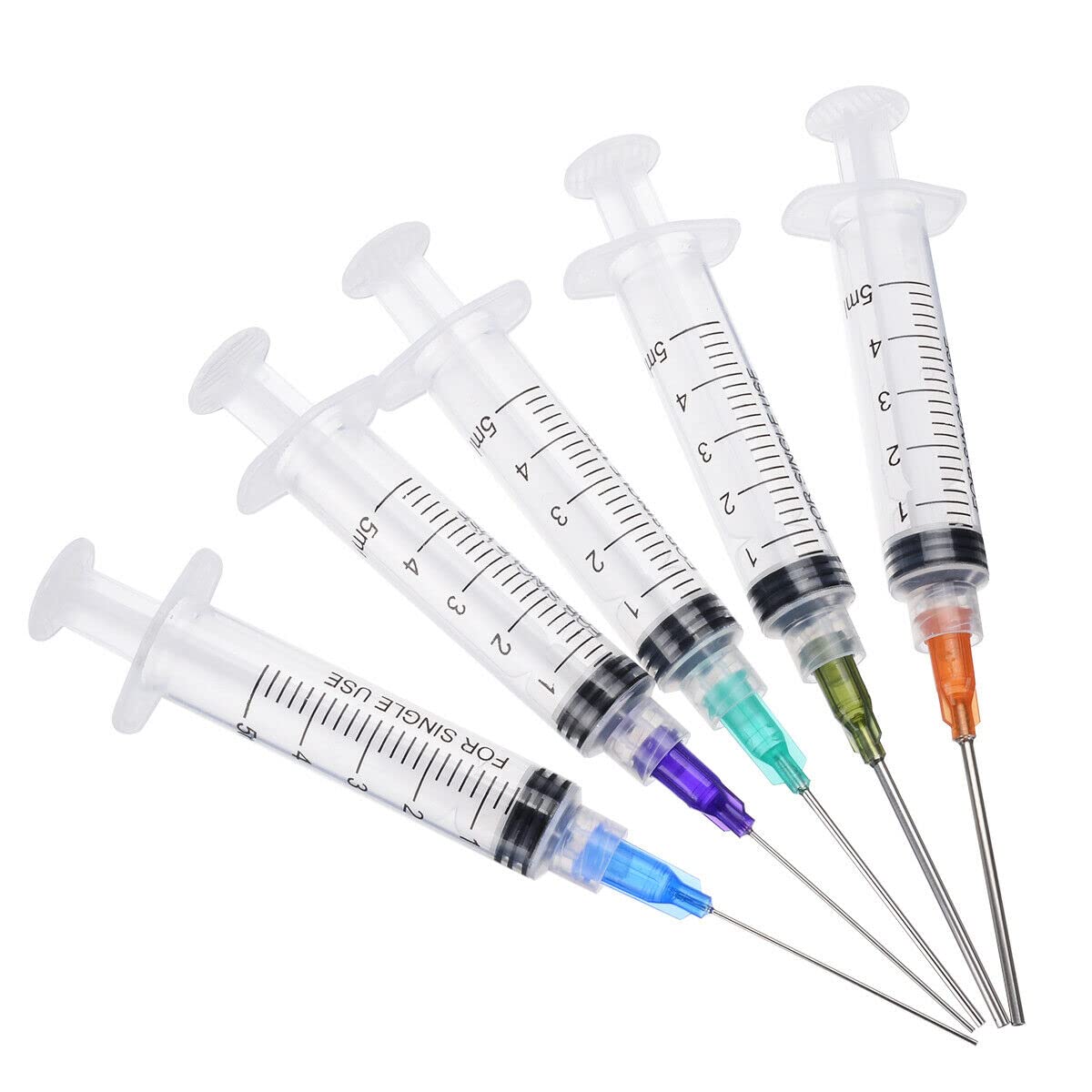 5 Pack 5ml Ink Filling Syringe Luer Lock Plastic Syringes With Platic 1.5'' Blunt Needle Tip For Liquid Glue Oil Ink-0