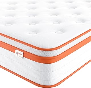 TeQsli Double Mattress 4FT6, 10 Inch Gel Memory Foam 7 Zone Orthopedic Double Mattress Pocket Sprungs Wave Memory Foam Hybrid Mattress, Medium Firm Motion Isolation Mattress 135x190x25 cm