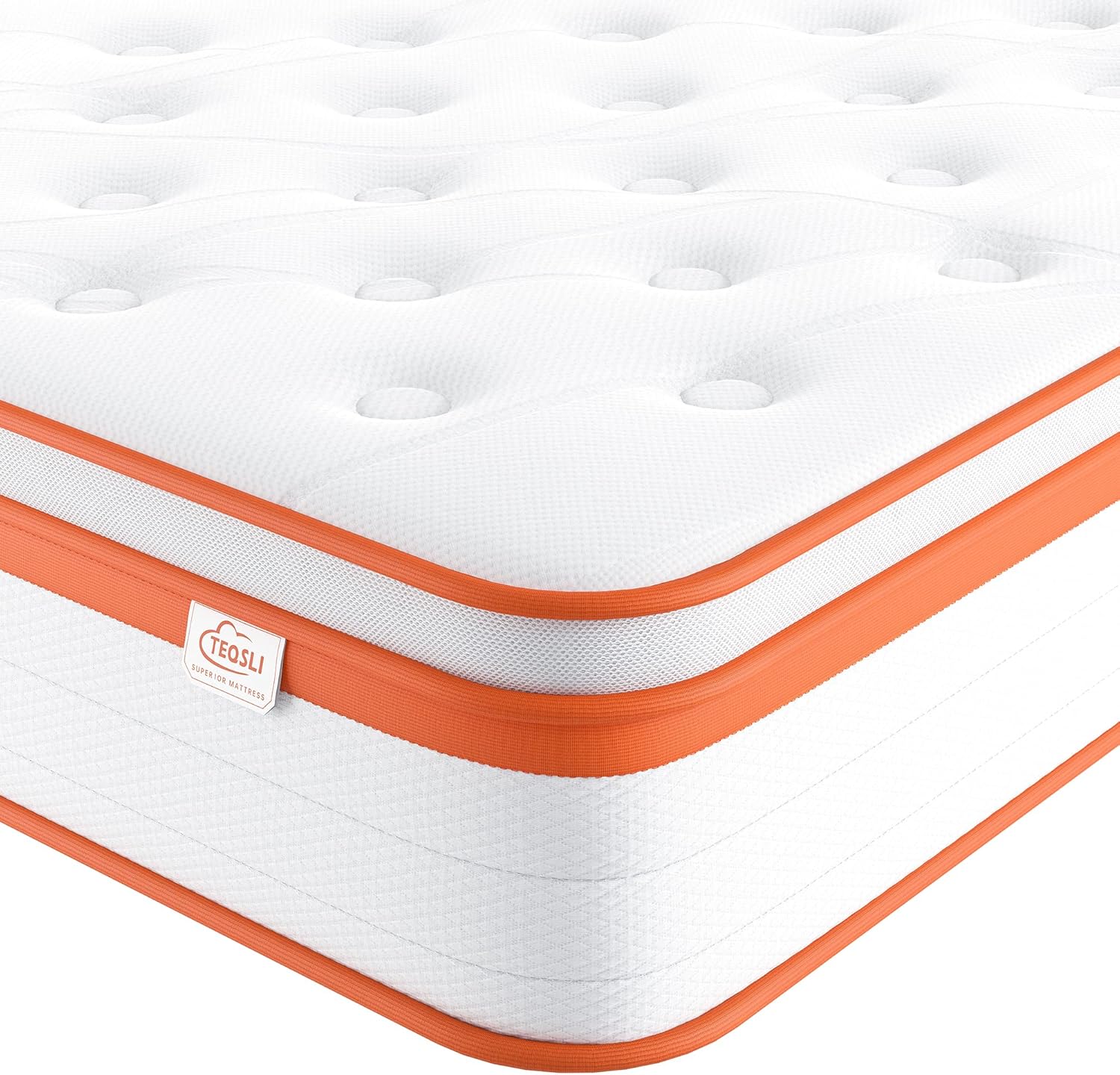 TeQsli Double Mattress 4FT6, 10 Inch Gel Memory Foam 7 Zone Orthopedic Double Mattress Pocket Sprungs Wave Memory Foam Hybrid Mattress, Medium Firm Motion Isolation Mattress 135x190x25 cm-0