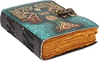 ALCRAFT Blank Spell Book of Shadows Journal with Lock Clasp Antique Handmade Deckle Edge Vintage Paper Leather Bound Journal for Women and Men |Travel Notebook for Writing