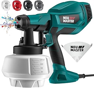 NEU MASTER Upgraded Paint Sprayer - Fence Paint Sprayer,[500W/1200ml/4 Nozzles/3 Patterns] HVLP Electric Spray Gun for Home Interior and Exterior, Cabinets, House, Fence, Ceiling