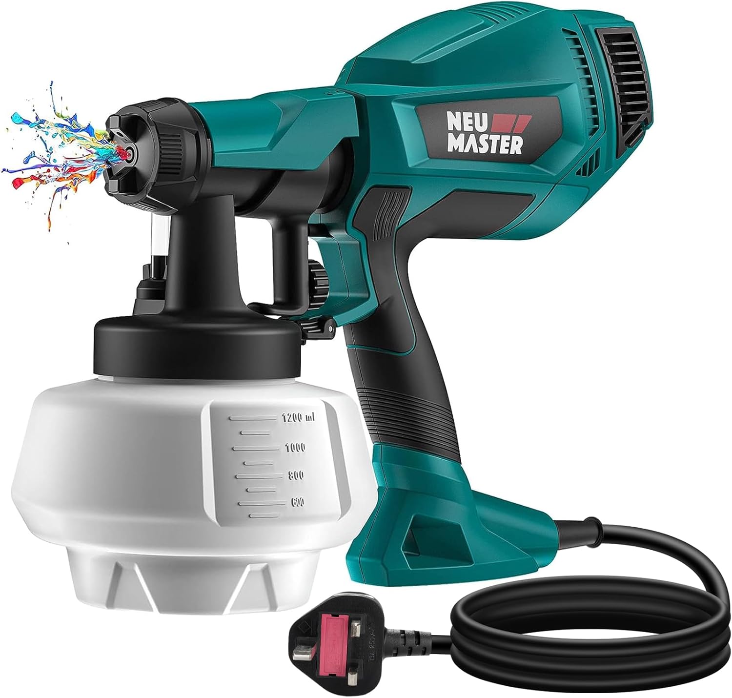 NEU MASTER Upgraded Paint Sprayer - Fence Paint Sprayer,[500W/1200ml/4 Nozzles/3 Patterns] HVLP Electric Spray Gun for Home Interior and Exterior, Cabinets, House, Fence, Ceiling-7