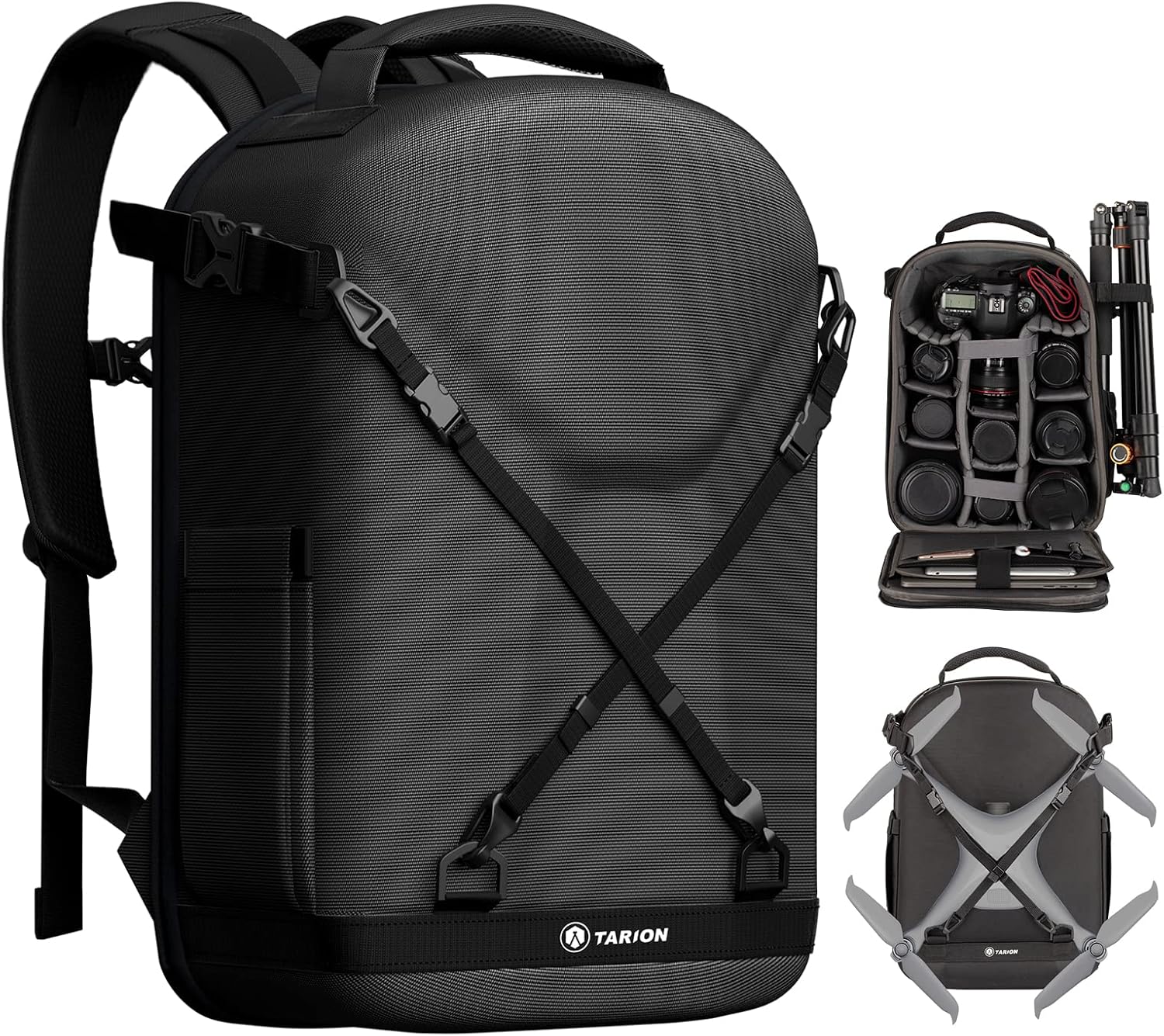 TARION Camera Backpack, Photography Backpack with Hard Shell, Camera Bag with 15'' Laptop Compartment and Rain Cover, Backpack for Drones DSLR SLR Cameras Accessories-0