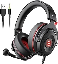 EKSA 7.1 PC Gaming Headset with Microphone, PS4 Gamer Headphones with USB & 3.5mm Cable, Detachable Noise Canceling Mic, Bass Surround Sound, LED, PS5 Gaming Headset for Xbox One, Switch, Laptop